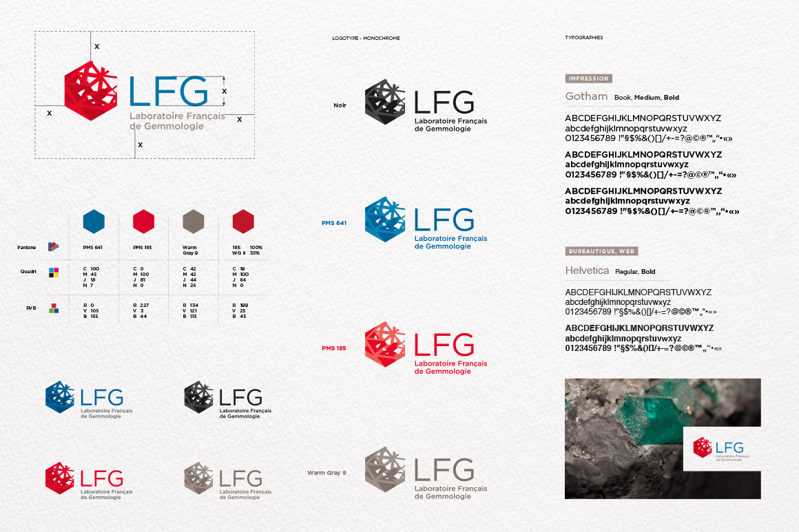 Identité visuelle du LFG pour Laboratoire Français de Gemmologie