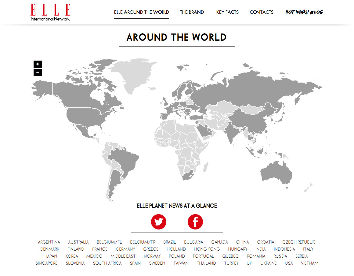 Site Internet Elle Around the World pour ELLE