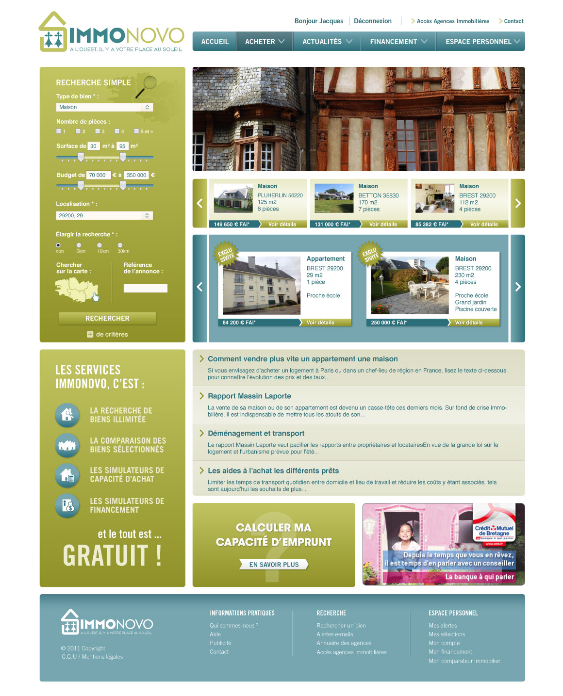 Identité et site Immonovo Arkéa pour Crédit Mutuel Arkéa